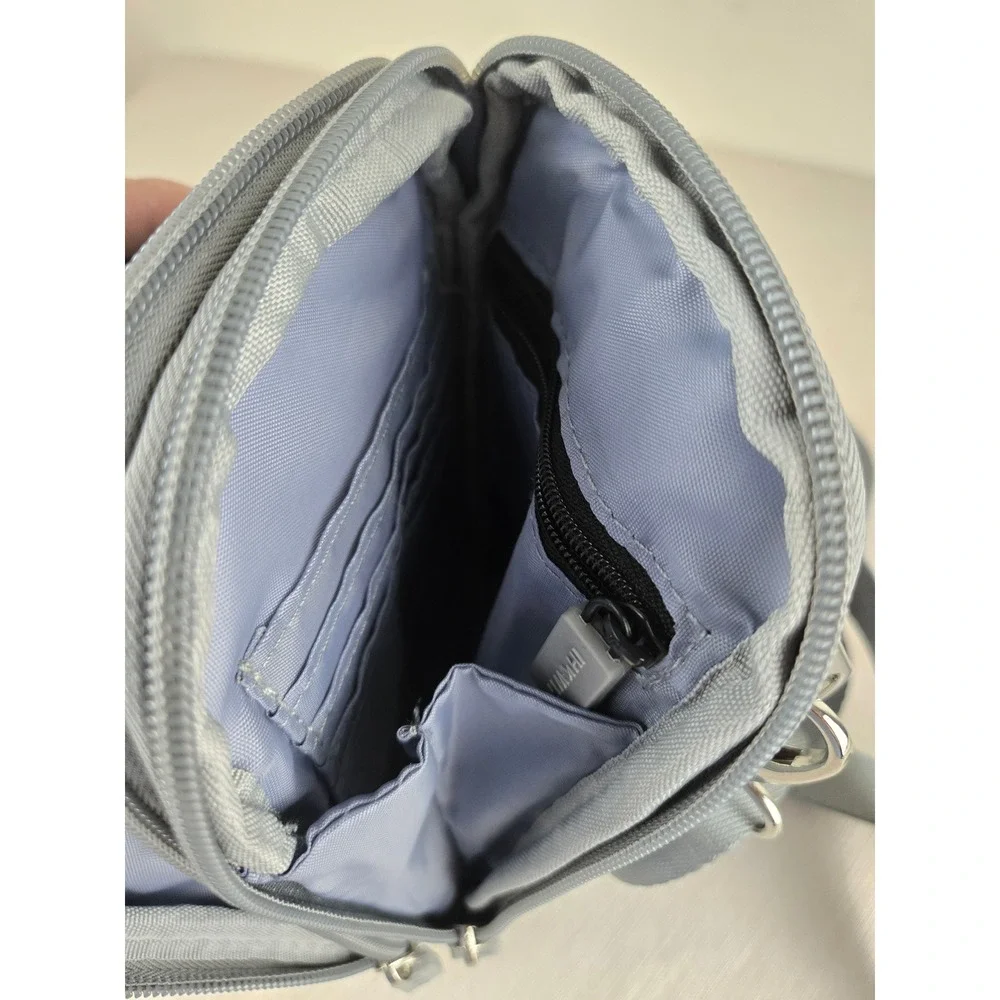 IHKWIP Grey Patent‎ Crossbody Phone Bag Small Messenger Travel Tech Organizer